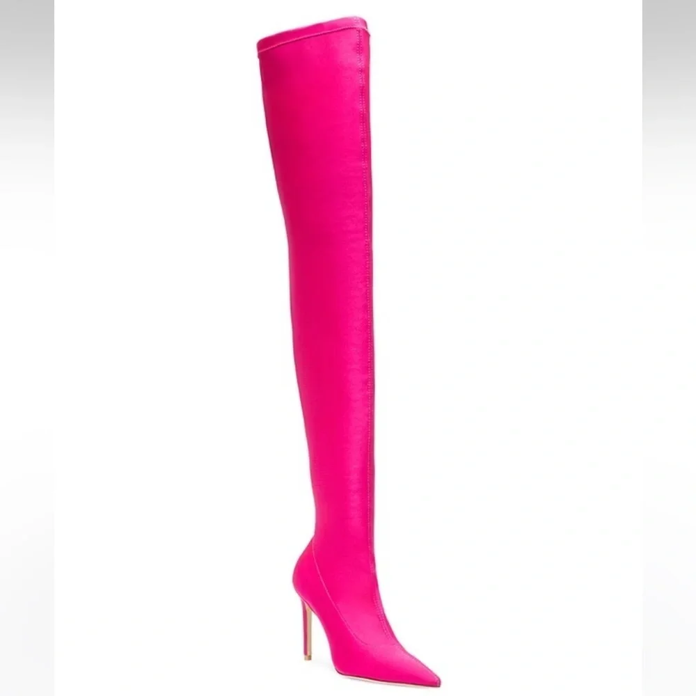 New Stuart Weitzman Ultrastuart Legging 100 Boot Fuchsia Pink OTK Sexy Sz 7.5